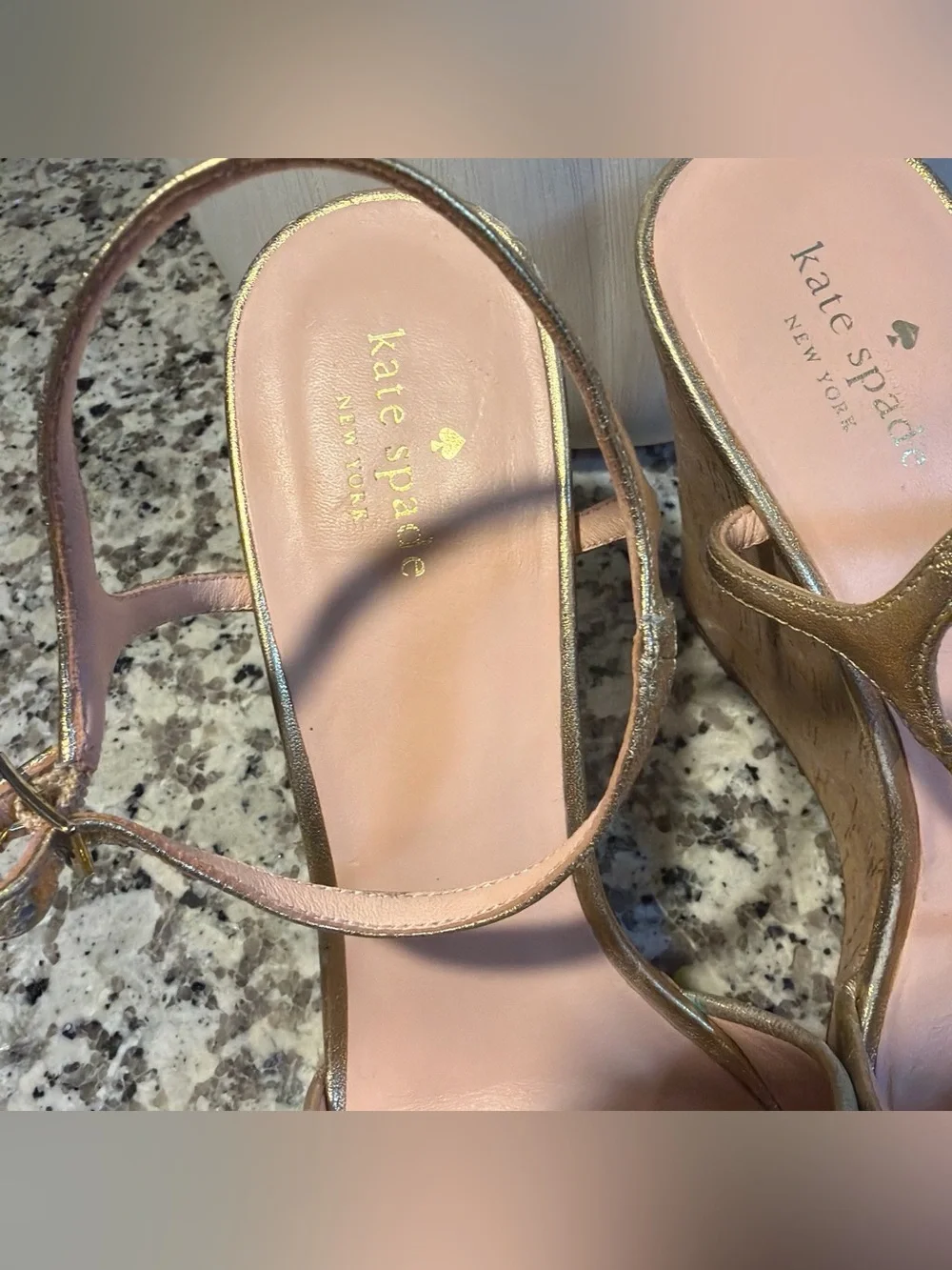 kate spade Metallic Gold Knot Platform Sandals